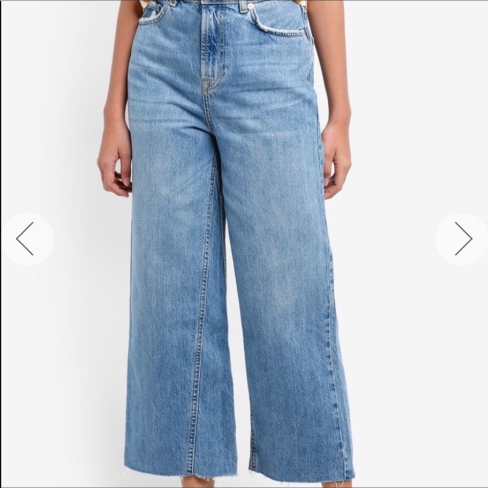 Top shop petite high rise cropped wide leg jeans